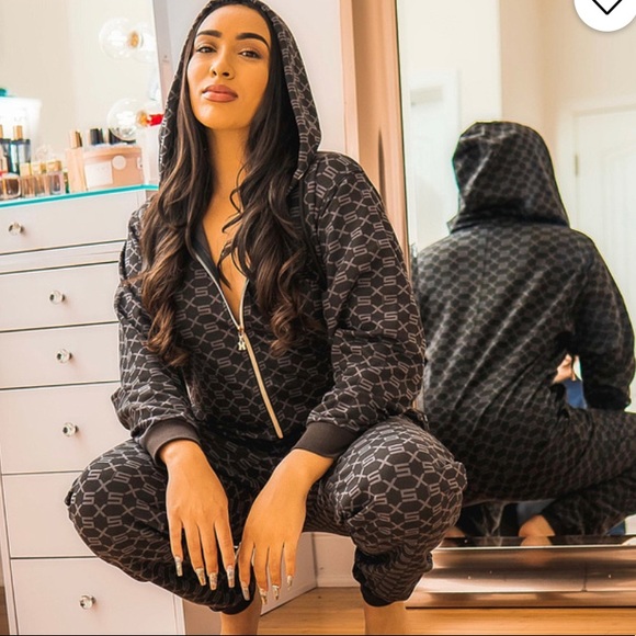 Savage X Fenty Intimates Sleepwear Savage X Fenty Hooded Monogram Onesie Gift Wrap Poshmark